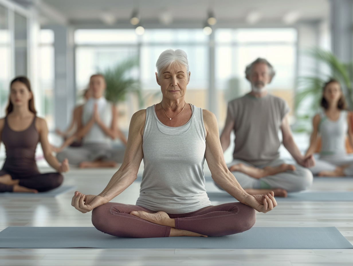 Жінка практикує йогу в спокійному середовищі